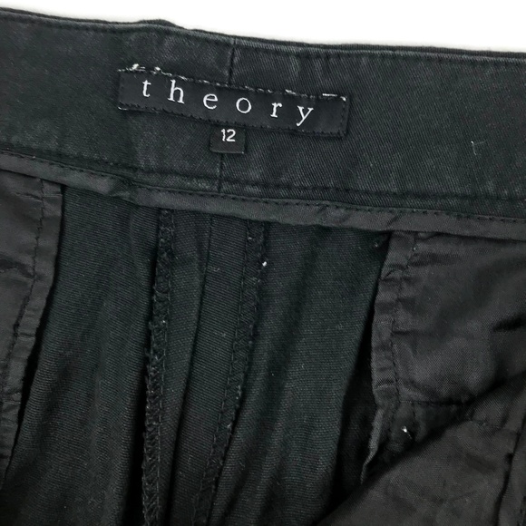Theory Bermuda Shorts Sz 12 Black Flat Front 35 - Picture 7 of 8